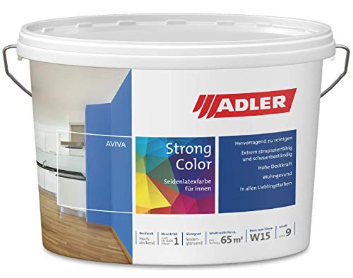 ADLER Aviva Strong-Color - 3 L - Premium Latexfarbe hellblau, C12 054-4 Blue Sky - abwaschbare Wandfarbe für Küche, Bad & Flur, extrem strapazierfähig