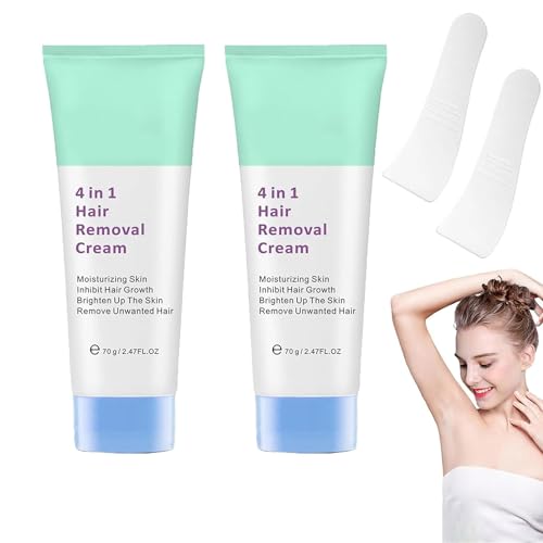 2Pcs Glowcode 4 in 1 Hair Removal Cream, 2024 New Magic Hair Removal Cream for Face, Moisturizing And Soothing Skin Hair Removal Cream With Brush