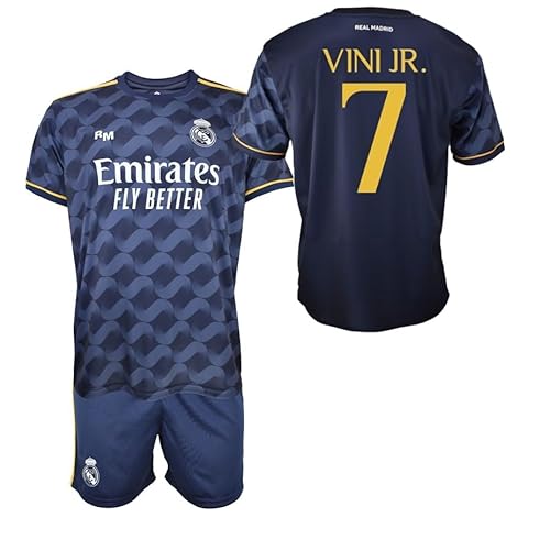 Real Madrid Kinder-Set T-Shirt und Hose - Vini JR 7 - Zweite Mannschaft der Saison 2023-2024 - Offizielle Replik mit Offizieller Lizenz - Kind, blau, 14 Años