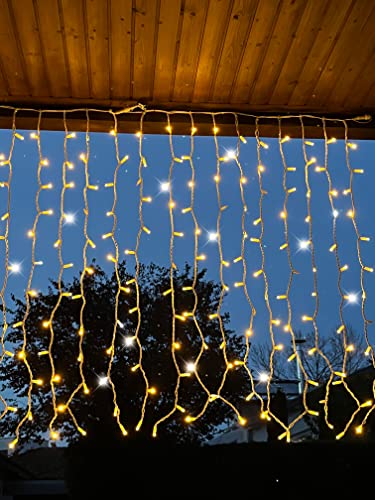 LEDZEIT- Profi Serie - LED Lichtervorhang Außen und Innen, Curtain light, Verlängerungskette ohne Netzkabel, 1 X 1.5M, Warmweiß, 10 Blinkend LED, Max.90m. IP67, für Weihnachten, Hochzeit