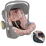 Ukje Schützende Autositz-Kinderwagen-Abdeckung Kompatibel mit Doona Autositz - Baumwollbezug, Babyschalen-Einlage - Zubehör für Neugeborene Babyschale - Einfache Installation (Rosa Blumen)