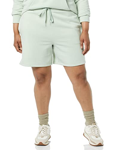 Amazon Aware Damen Einseitige Fleece-Shorts (in Übergröße erhältlich), Helles Salbeigrün, L
