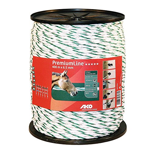 Kerbl Premium-Seil, 6,5mm, 400m 6x0,20Niro+3x0,25Cu, weiß-grün