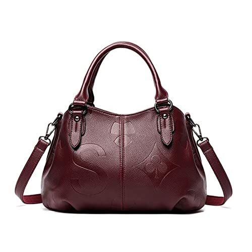 Bleyoum Mode Leder Damen Handtasche Damen Umhängetasche Luxus Umhängetasche Qualität Große Damen Umhängetasche (Color : Red, Size : 13 * 13 * 7inch)