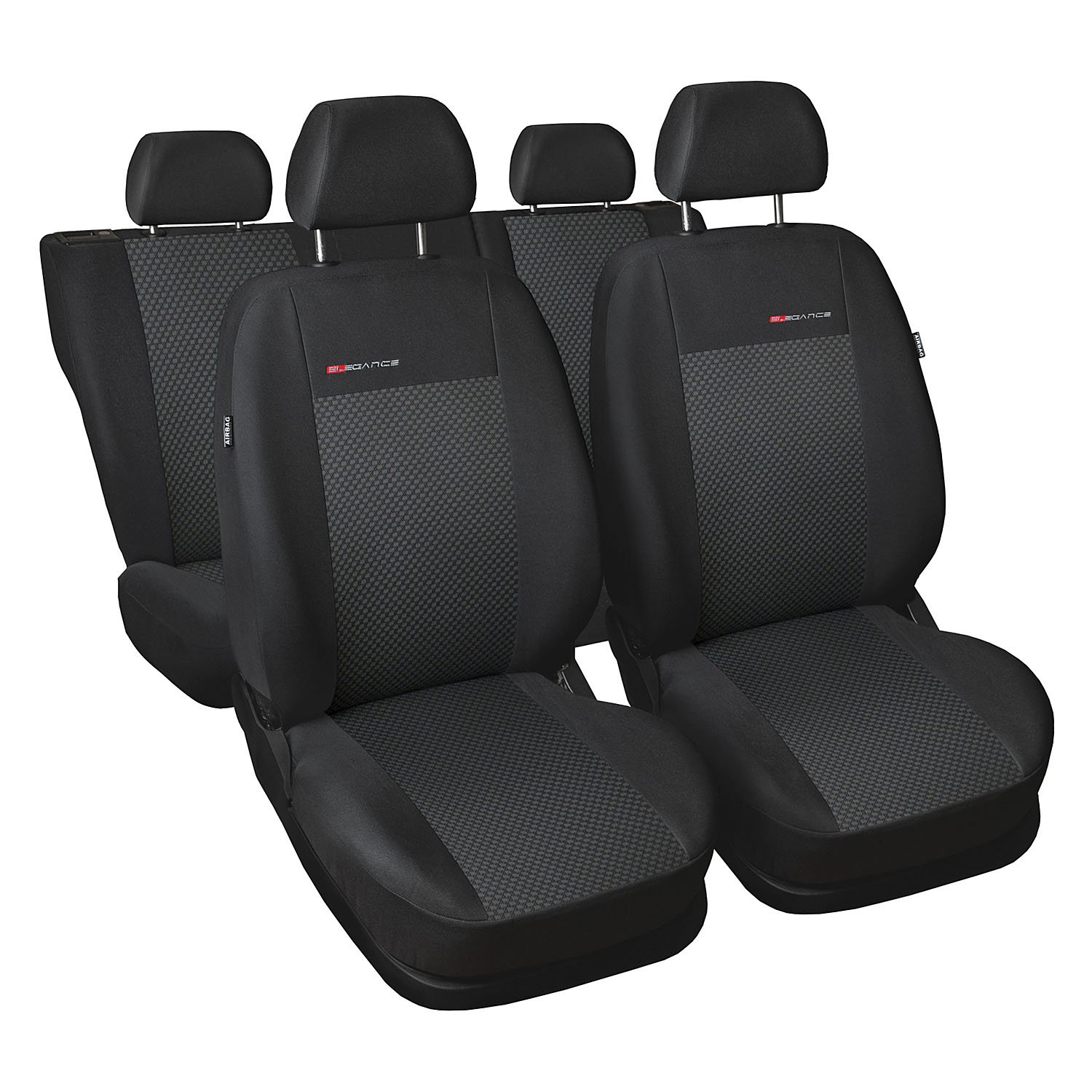 GSC Sitzbezüge Autositzbezug Komplettset 5-Sitze, Universal Grau, Elegance, kompatibel mit Nissan Qashqai 5-Sitze