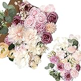 Künstliche Blume, Dusty Rose Faux Flowers Combo für Blumenarrangements, Blumensträuße, Hochzeitsdekoration (Champagner Altrosa)