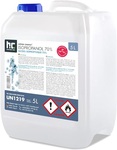 4 x 5 L Isopropanol 70% IPA von Höfer Chemie - perfekt als Lösungsmittel und Fettlöser geeignet - Nagel Cleaner, Bildschirmreiniger, Entfetter