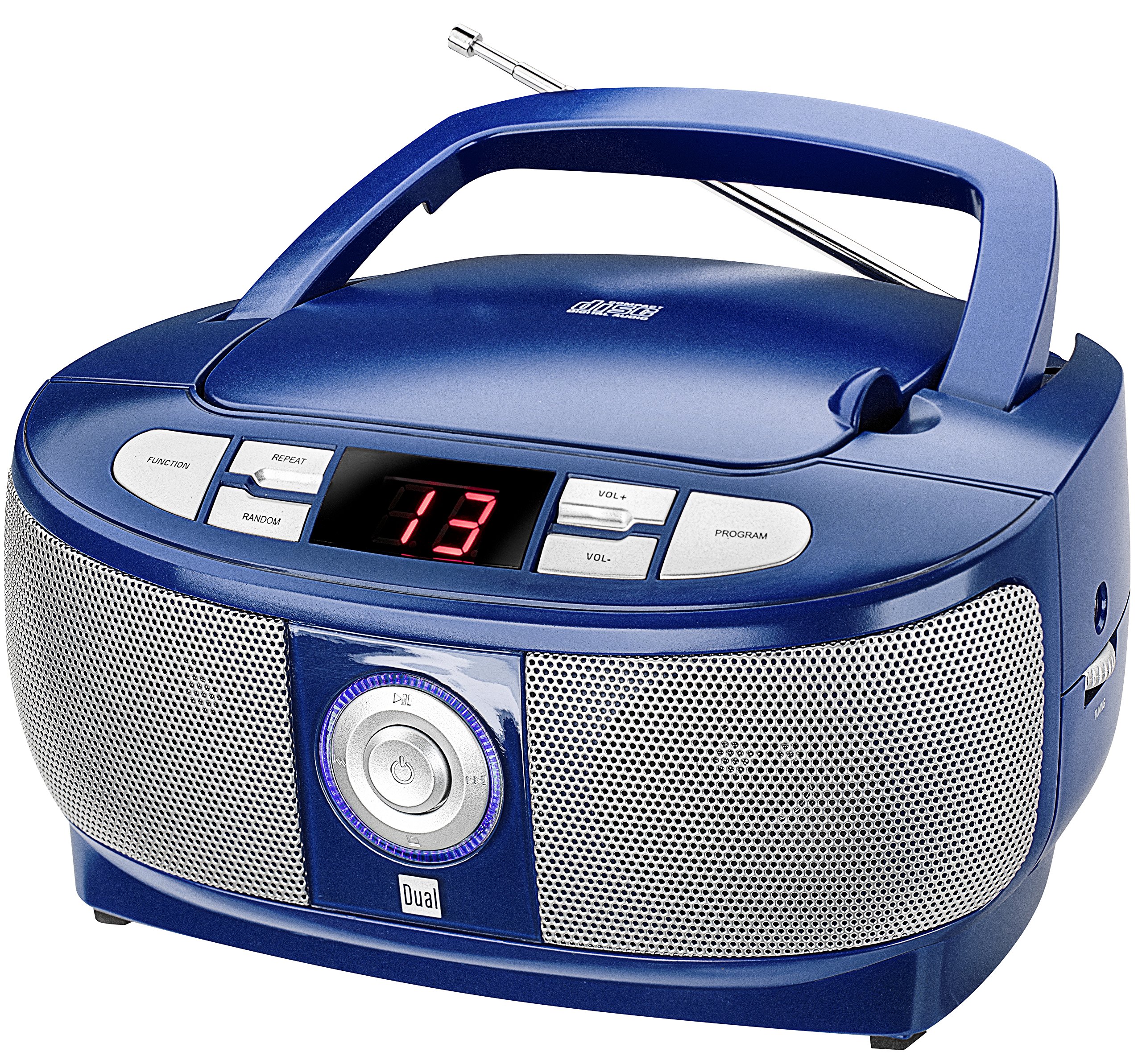 Dual 74605 P 49-1 Boombox mit CD-Player (UKW-Radio, LED-Display, Netz- oder Batteriebetrieb) blau