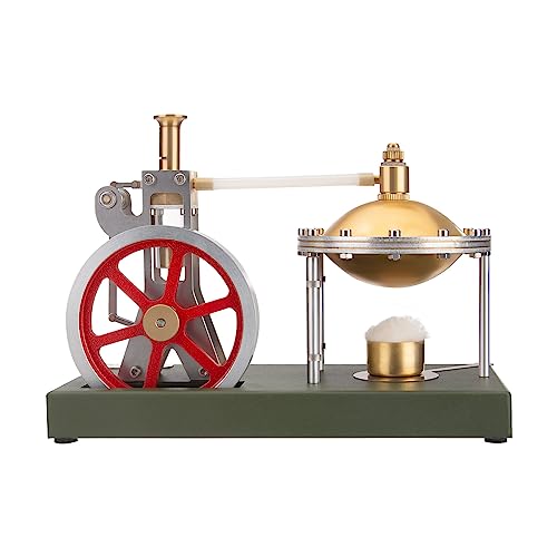 Spicyfy Stirlingmotor Bausatz, ENJOMOR DIY-Montage Metall Sterling Motor Vertikale Dampfmaschine Stirling Spielzeug mit Kugelförmigem Kesselträger, Physikalische Experiment für Kinder und Erwachsene