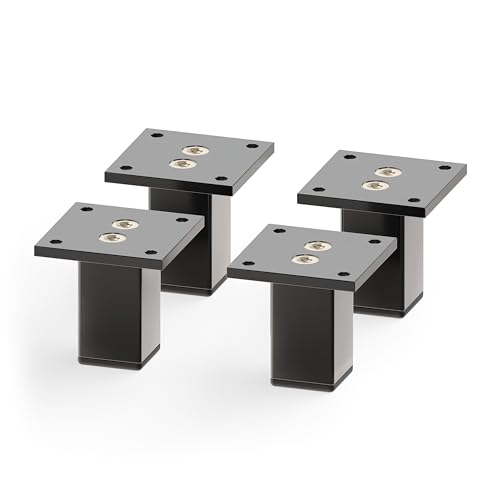 sossai® Exklusiv small - Aluminium Möbelfüße | E3MF | 4er Set | Höhe: 60mm | Farbe: Schwarz