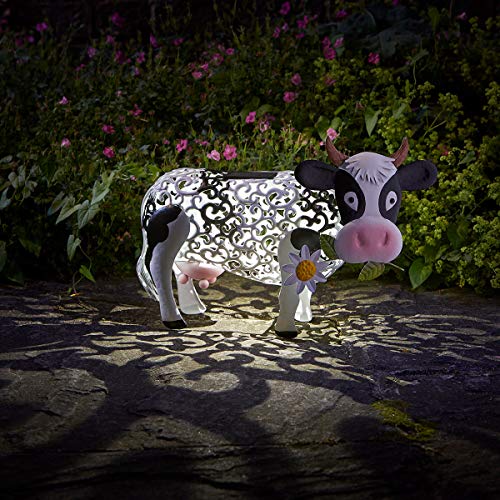 Festive Lights – 3D-Gartendeko Tiere aus Metall – mit solarbetriebener automatischer LED Beleuchtung (Daisy - Kuh)