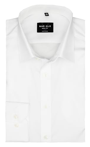 Marvelis Hemd, Weiß, Langarm 64cm, Body Fit, Bügelleicht, New York Kent Kragen, 100% Baumwolle (43)
