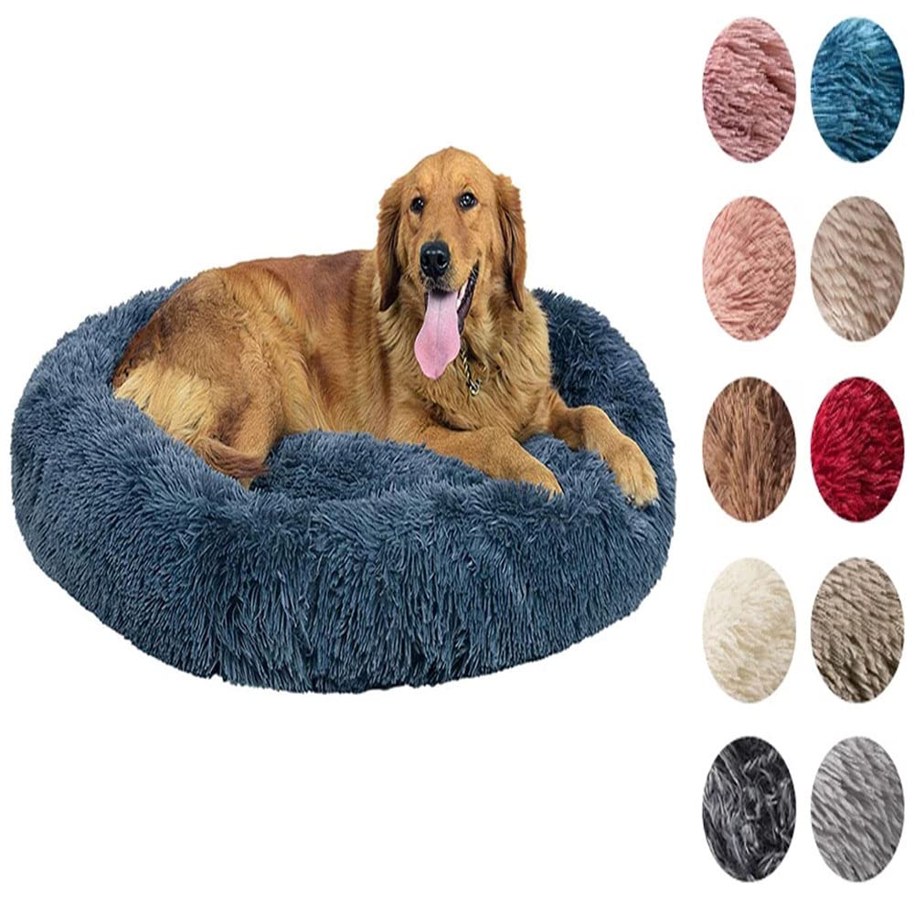 Plüsch-Donut-Haustierbett Rund Warm Weich Flauschig Orthopädisch Großes Hundebett Mit Rutschfester Unterseite (Diameter 80cm,Emerald)