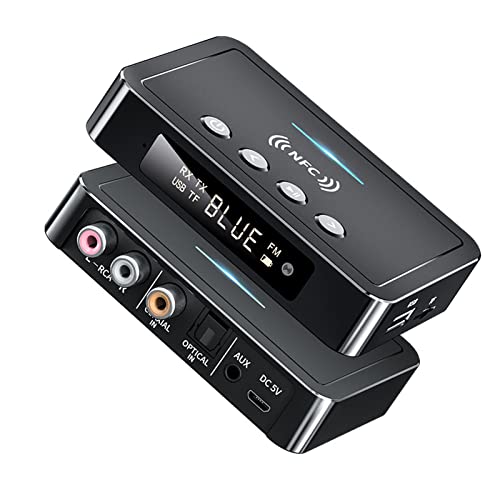 Bluetooth 5.0-Sender und -Empfänger, 3-in-1-NFC-Audioadapter, 3,5-mm-AUX/Cinch/Koaxial/Optisch, für PC-TV-Tablet-Lautsprecher-Heimstereoanlage