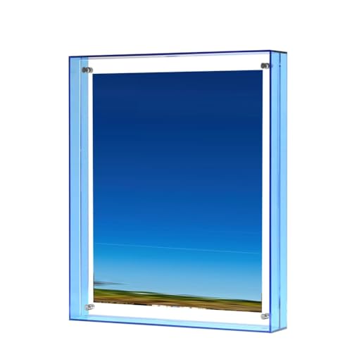 Gotoger 8,5x11 Bilderrahmen, Schwebender Acryl-Fotorahmen in Atemberaubender Farbe, Horizontale und Vertikale Formate Zur Anzeige, Blau, Einfach zu Verwenden
