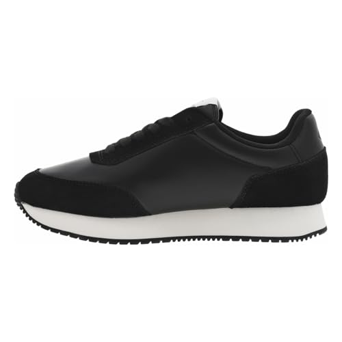 Calvin Klein Damen Retro Low Lace-up Ny Pearl Runner Sneaker, schwarz/weiß, 39 EU