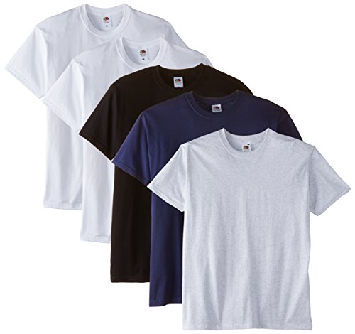 Fruit of the Loom Herren Premium Tee 5 Pack T-Shirt, Mehrfarbig-Multicoloured White/Black/Navy/Ash, XL