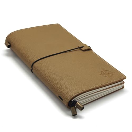 Leather Travelers Notebook con tasche – Artichoke – Organizer per PC portatile ricaricabile, realizzato a mano, in vera pelle, con tasche per scrittura, viaggiatori, organizzazione – inserti, 8,5 x