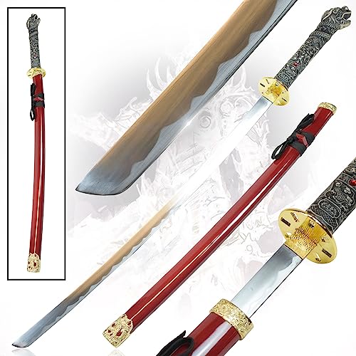 Swords and more Highlander - Connor MacLeod Katana, Dragonhead Katana Samurai Schwerter echt 103 cm, Metall Katana Schwert für Samurai Kostüm, Cosplay