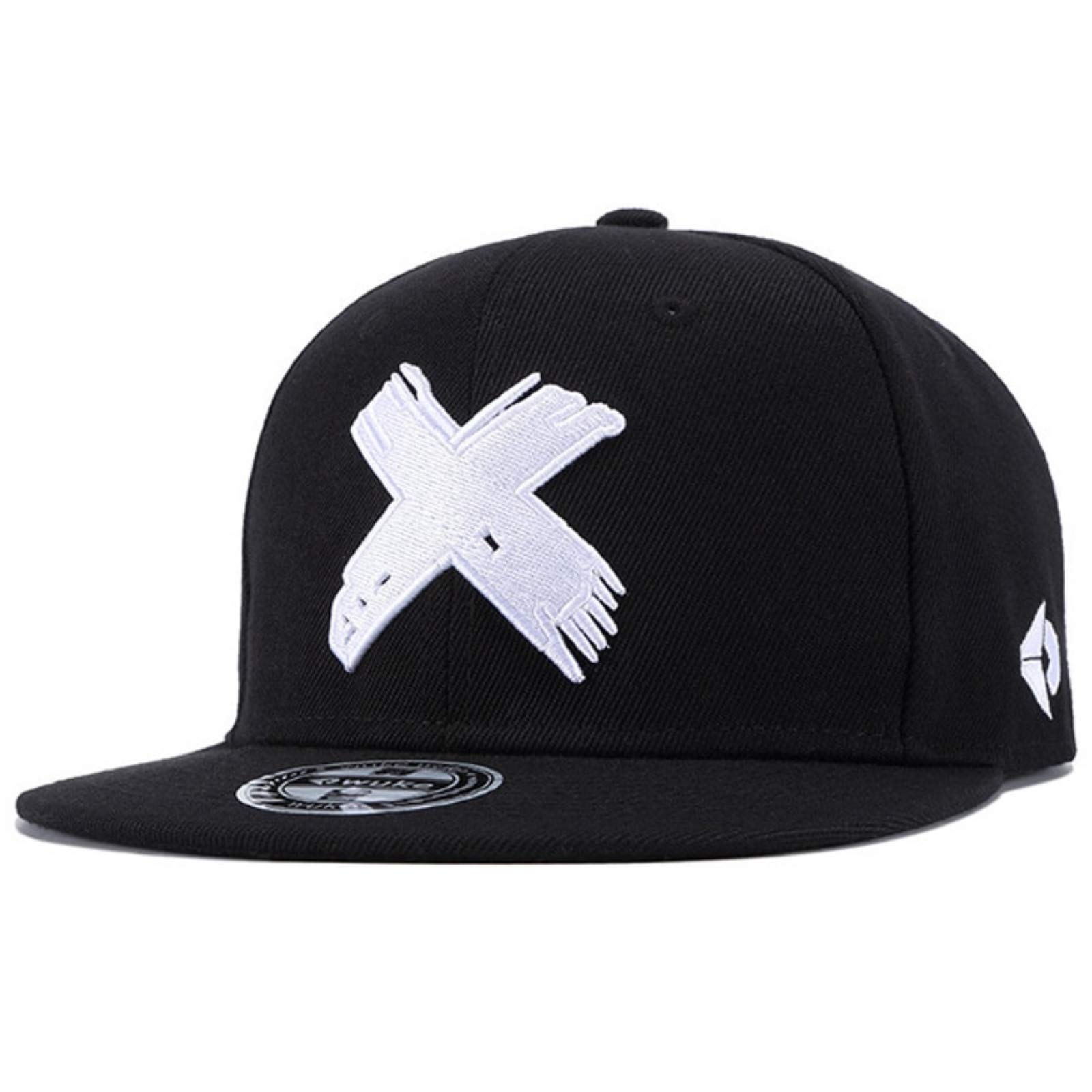 Sporty Snapback Cap Cross Hip Hop Baseball Flat Brim Mütze Kappe Basecap (schwarz/weiß)