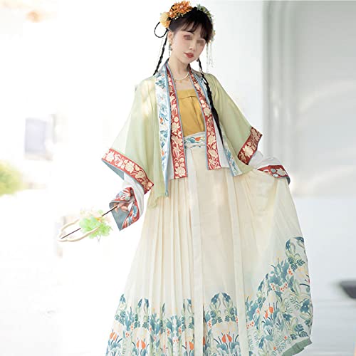 Frauenlied-Dynastie Hanfu, Chinesische Traditionelle KostüMe Frauen Hanfu Kleider Kleidung (Color : Green, Size : XS=150-158cm)