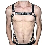 KELAND Herren Punk Leder verstellbarer Körper Unterwäsche Brustgurt Gürtel Rollenspiel Party Kleidung Gurt Gurt (Schwarz-005)