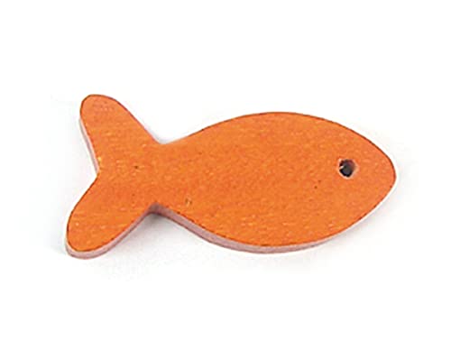 Holzanhänger gewachster Fisch orange 14 x 30 mm, 50u, ca.
