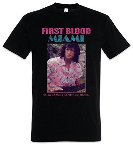 First Blood Miami T-Shirt - Vice John Rambo Sylvester Fun 80s Stallone T Shirt Größen S - 5XL (XXXL)