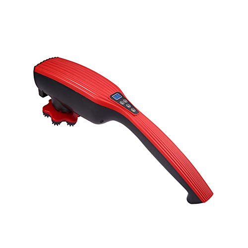 OFAY Hand-Zervixmassagegerät - Wiederaufladbarer Zervix-Schulter- Und Rückenmassagehammer, 5 Austauschbare Knoten Tragbares Kabelloses Massagegerät,Rot,Charge