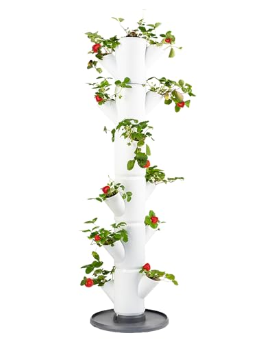 GUSTA GARDEN Sissi Strawberry (Classic, weiß) - Pflanzgefäß/Topf für Erdbeeren - für Balkon und Garten