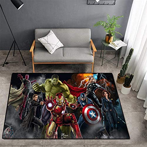 BILIVAN Avengers Anime Teppich Wohnzimmer Schlafzimmer Kinder Nachttisch Miracle Spider-Man Gemusterte Pad Jungen Schlafzimmer Farbe Anti-Rutsch Teppich (F,140 x 200 cm)