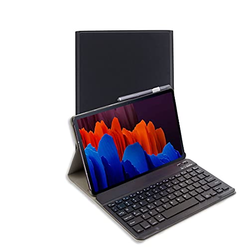 Lobwerk 3in1 Bluetooth Tastatur (Schwarz) + Maus + Cover für Samsung Galaxy Tab S7/S8 T870/X700 11 Zoll Case Schutz Hülle Tasche Keyboard