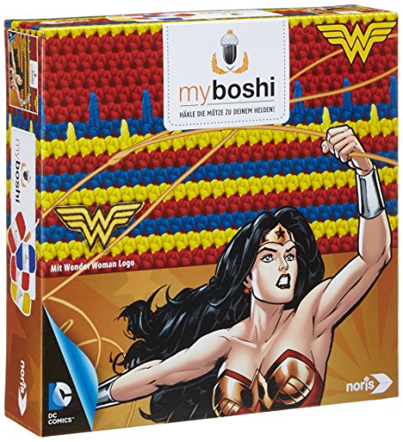 Noris 606311369 DC Comics Super Heroes Myboshi Superhelden-Wonder Woman, Häkel-Set