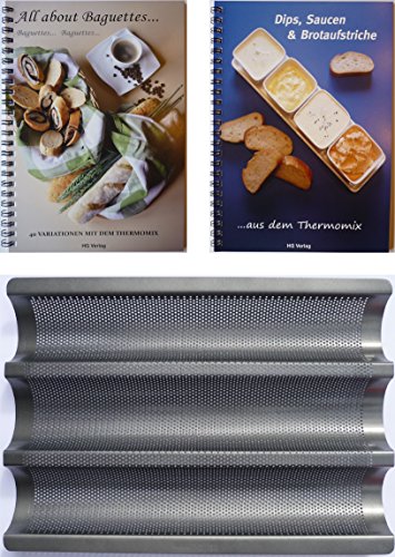 HG Verlag XL-Set Baguetteblech + 2 Bücher: All About Baguettes+Dips, Saucen & Brotaufstriche aus- mit dem Thermomix TM21 TM31 TM5 …