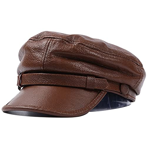 Leder Fiddler Mütze Breton Style Mariner Cap,Kapitänsmütze Herren Damen Flache Kappe