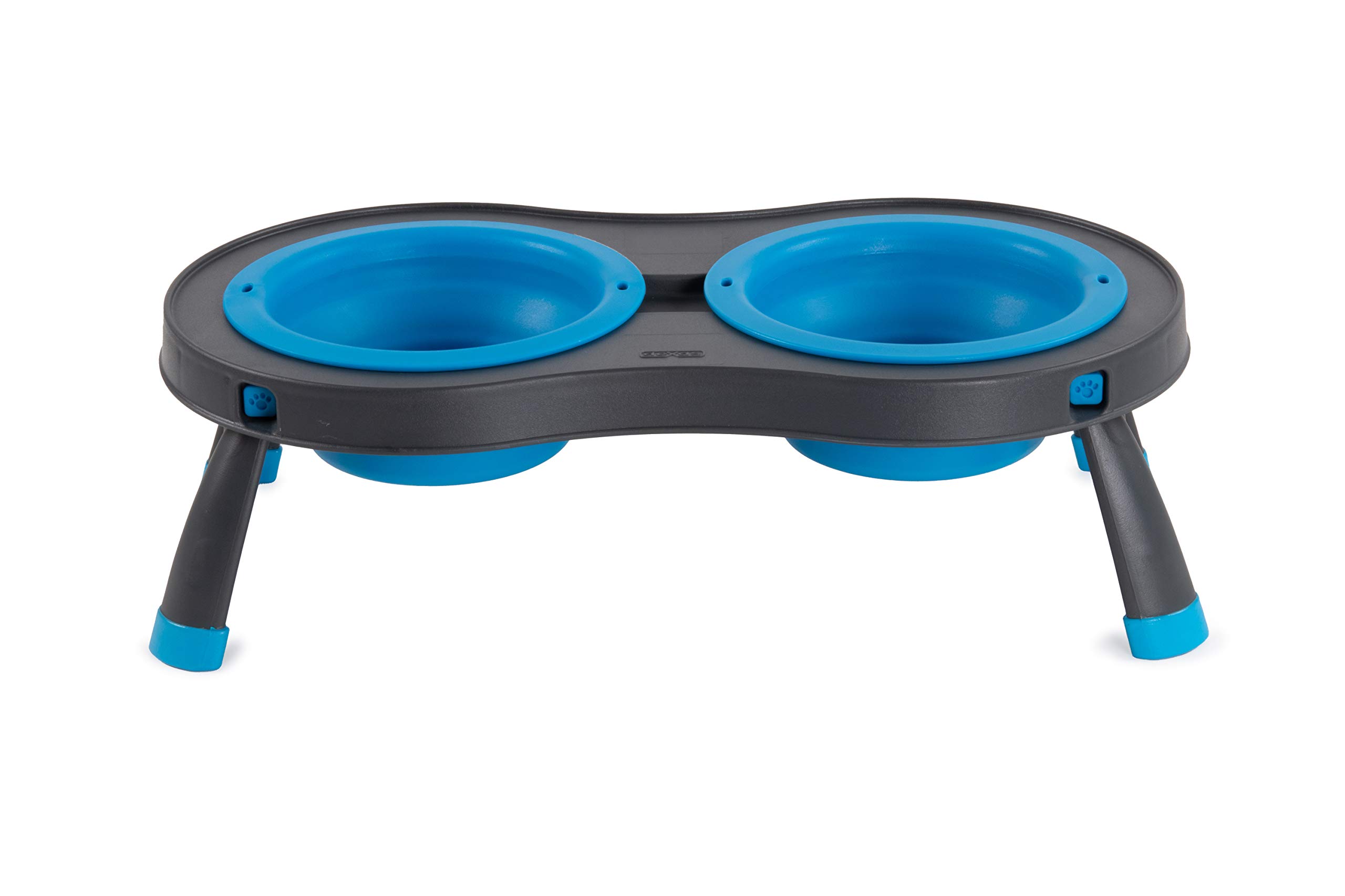 Dexas Popware Haustier-Futterstation, erhöht, doppelt, Small/1 Cup Capacity Bowls, Blau - Pro Blue