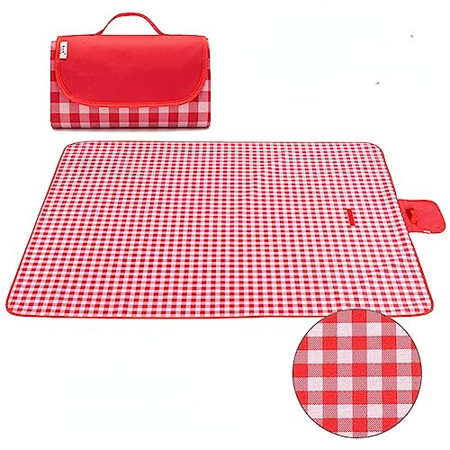 ISOLAY Picknickmatte, wasserdicht und dick, tragbar, feuchtigkeitsbeständig und verschleißfest, faltbar, geeignet für Picknicks im Freien und so weiter (Rot, 200 x 200 cm)
