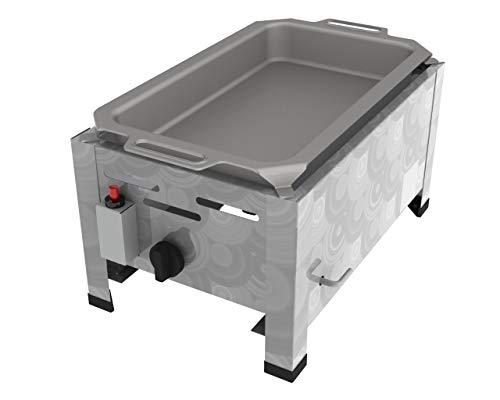 ChattenGlut Professional Gastrobräter 1-flammig - freistehendes Tischgerät aus Edelstahl mit Stahlbrenner - 4,5 kW Gasbräter regelbar für Flüssiggas, mit Pfanne, 340x530x270 mm,