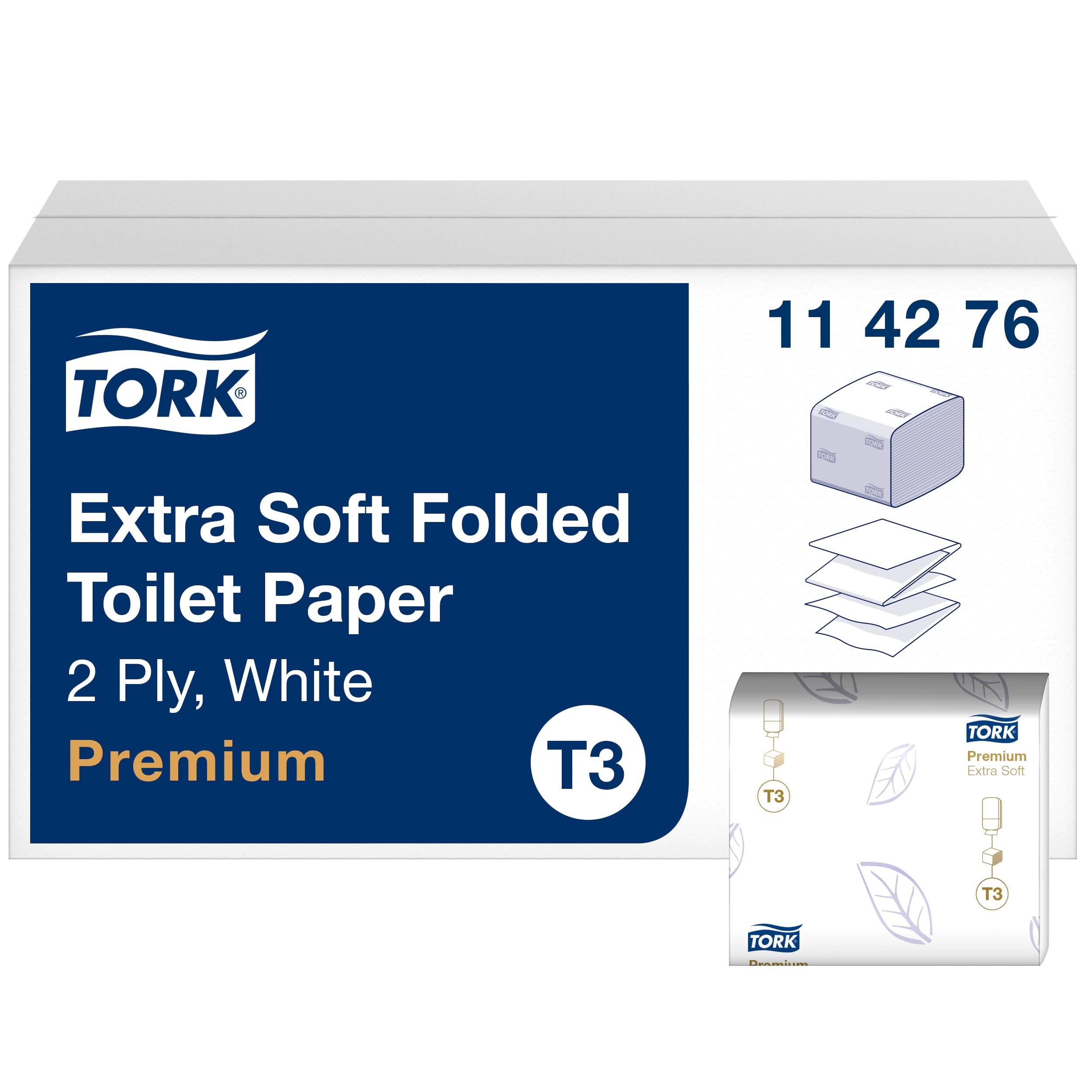 Tork 114276 extra weiches Einzelblatt Toilettenpapier in Premium Qualität für das Tork T3 Einzelblatt System / Toilettenpapier 2-lagig in Weiß, 30 Bündel a 252 Tücher (7.560 Stück)