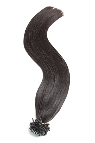 Keratin Bonding Extensions Echthaar Haarverlängerung 45cm U-Tip 100% Remy Echthaar Human Hair - 100x 1g x 18" Glatte Strähnen Lange Haare U-Tip Haarverlängerung Haarverdichtung-Farbe:#1b Naturschwarz