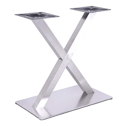 1x Tischgestell Tischbeine Silber Edelstahl Untergestell Gebürstet Schwerlast Tischkufen Tisch-Gestell Modell V-Form / X-Form, Höhe 70cm / 72 cm (X-Form)