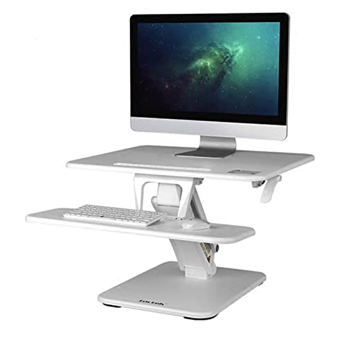 SHXSYN M3S Sitz-Steh-Schreibtischerhöhung, einfach höhenverstellbarer Computer-/Laptop-Schreibtisch mit faltbarem Tastaturhalter, 68 x 52 cm (Color : White)