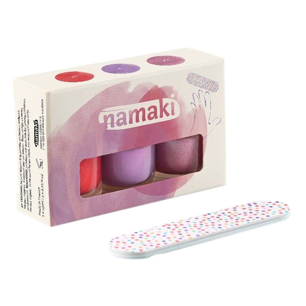 Namaki Nagellack Set - Morello Kirsche, Mauve, Pink Glitzer
