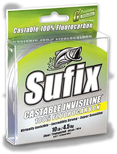 Sufix Invisiline Casting Flourocarbon 100-Yards Spool Size Fishing Line (Clear, 10-Pound)