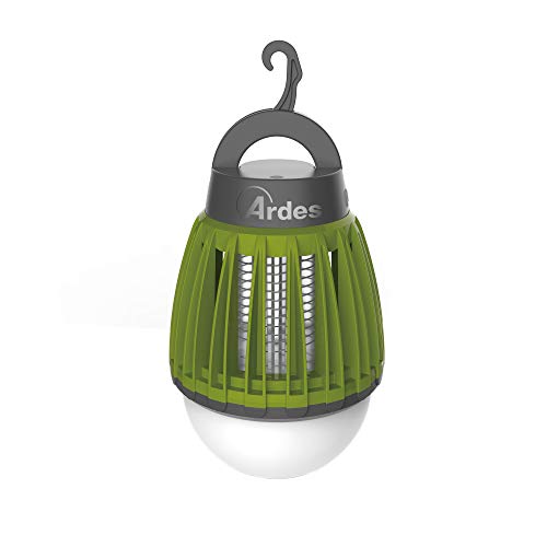 Ardes AR6S02L ZAPPY Moskitonetz Entladung kompakt tragbar mit LED-Licht und Glühbirne 100 Lumen Kaltlicht hängend Ideal Camping Terrasse Boot Strand Grün