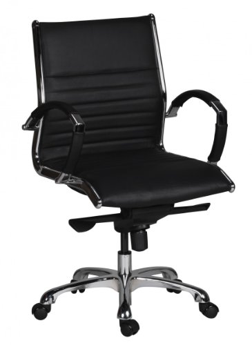 Amstyle Bürostuhl Salzburg 2 Bezug Echt-Leder Design Schreibtischstuhl X-XL 120 kg Chefsessel höhenverstellbar Drehstuhl ergonomisch mit Armlehnen Polster niedrige Rücken-Lehne Wippfunktion schwarz