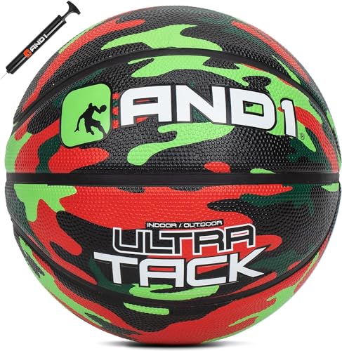 AND1 Ultra Grip Basketball: Offizielle Verordnung Größe 7 (74,9 cm) Gummi-Basketball – tiefer Kanal-Konstruktion, Streetball, hergestellt für Indoor-Outdoor-Basketballspiele