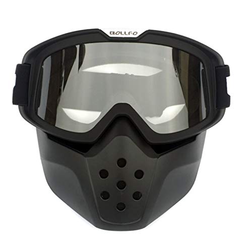 HCMAX Motorrad Brille Mit Abnehmbarer Gesichtsmaske Harley Stil Helm Nebelfest Winddicht Reiten Sonnenbrille