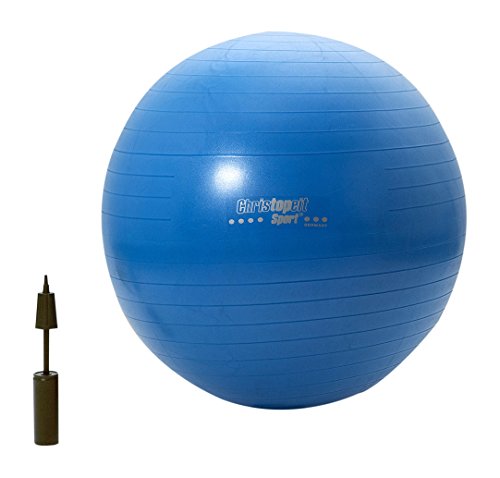 Christopeit Sport Gymnastikball blau - 75 cm Sitzball mit 2-Wege-Ballpumpe - Gym-Ball für Yoga, Fitness, Pilates, Büro