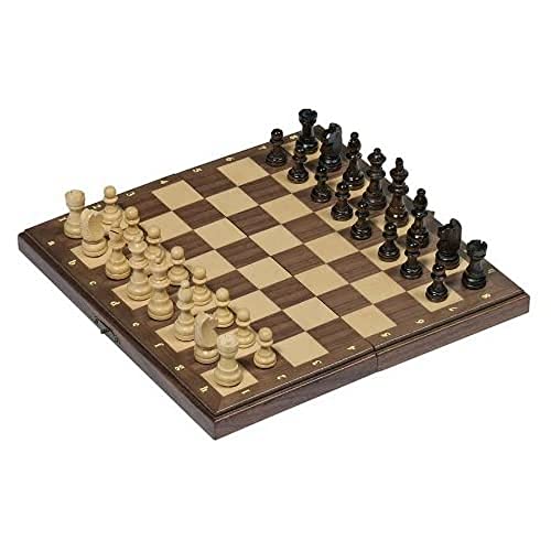 Magnetisches Schachspiel in Holzklappkassette: 27,5 x 27,5x 2cm, Feldgröße 3x3cm, Holz, 32 Figuren, per St
